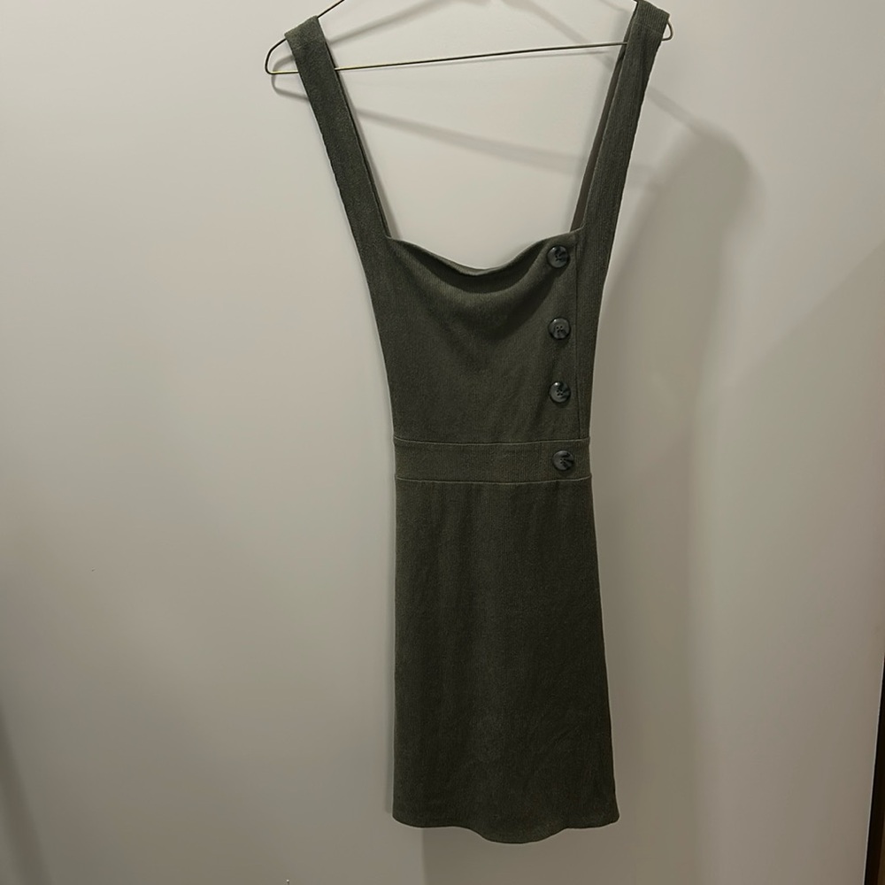Green corduroy overall dress